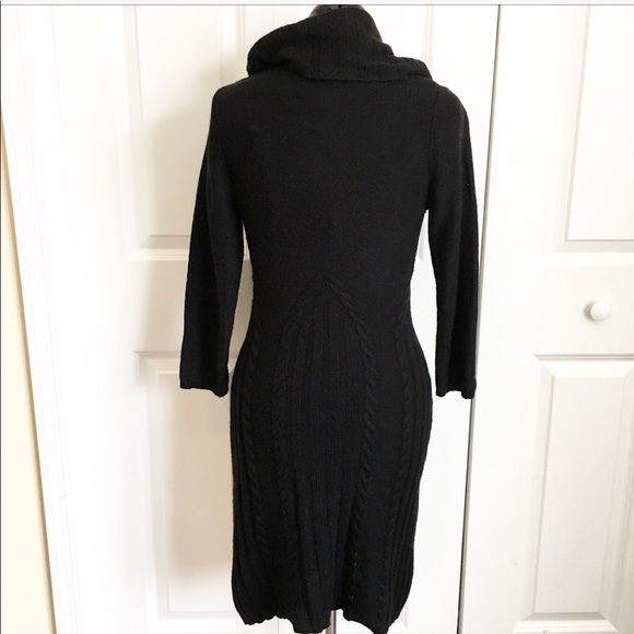 Anthropologie Black Cable Knit Sweater Dress - Picture 3 of 6